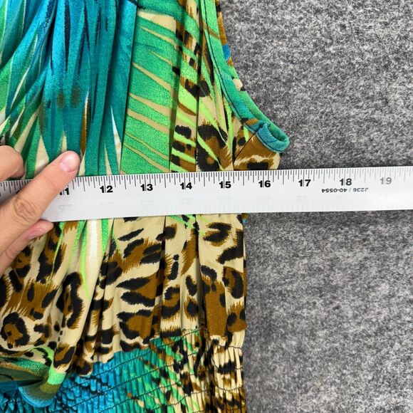 ACE Fashion Dress Women XL Brown Animal Print Maxi Long V-Neck Sleeveless Casual - Picture 5 of 6